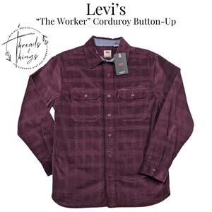 Levis Button-Up Shirt Men Small Fig Purple Country Western Cowboy Worker $65 NWT
